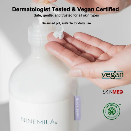 Vista 5 de NINEMILA Loción corporal pura Hinoki, aroma a bayas negras, bomba de 33.8 fl oz, manteca de karité y glicerina, agua de Jeju Hinoki 50,000 ppm