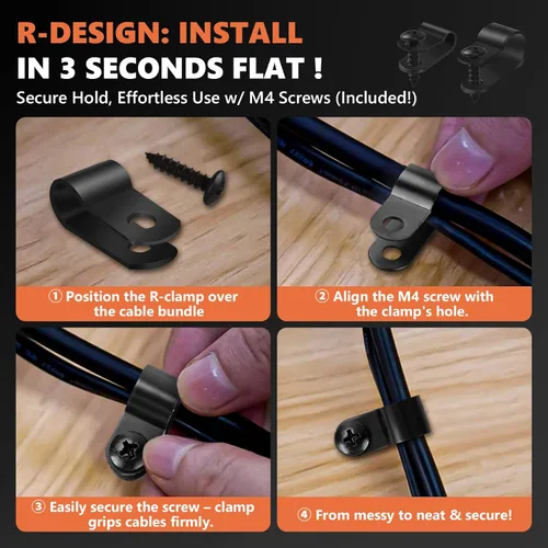 Vista 5 de 130PCS 1/2" Negro Nylon Cable Abrazaderas Set con Tornillos para Gestión de 130 unidades de 1/2 pulgada Blak
