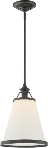Vista 3 de Savoy House 7-130-1-44 Ashmont Vintage Industrial Bohemian White Opal Glass Pendant, 1-Light 60 Watt, 21" H x 13" W, Classic Bronze