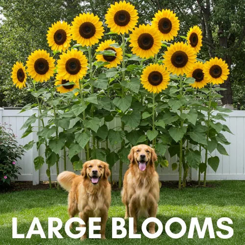 Vista 2 de Semillas de girasol gigantes amarillas – 20 semillas fáciles de cultivar – Flores masivas de 2 pies de ancho – Girasoles de patio trasero imponentes