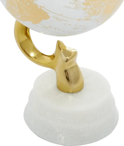 Vista 5 de Deco 79 Globo de aluminio con base de mármol, 5 "x 5" x 10 ", dorado