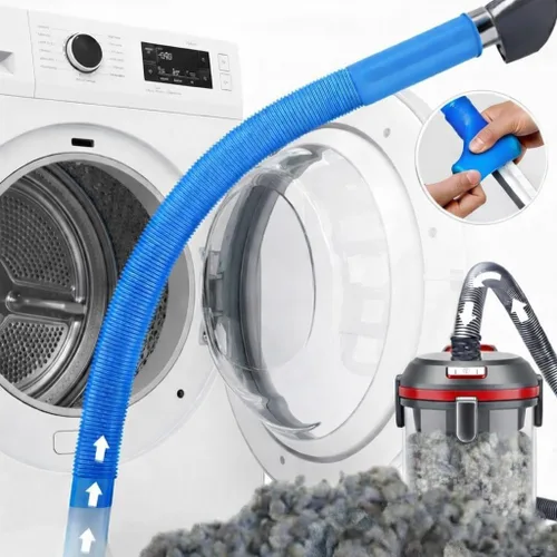 Vista 3 de Kit limpiador de ventilación para secadora de ropa con cepillo de fijación de manguera de vacío, removedor de pelusas, manguera de vacío