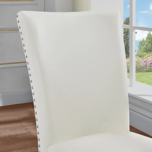 Vista 6 de Juego de 6 sillas de comedor de poliuretano, juego de sillas de Marfil