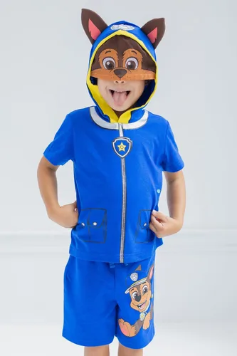 Vista 2 de Paw Patrol Chase Skye Rubble Marshall - Conjunto de camiseta y pantalones cortos de ciclismo de rizo francés para niños pequeños y grandes