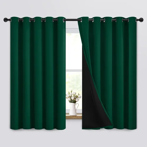 Vista 105 de Yakamok Cortinas negras, cortinas de ventana con aislamiento térmico y eficiencia energética para dormitorio, cortinas opacas completas y cortinas