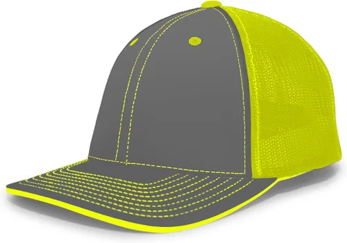 Vista 19 de Pacific Headwear Gorra unisex Pacific Headwear Trucker Flexfit® para adultos Grafito/Negro/Negro