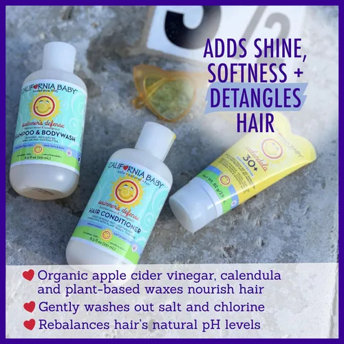 Vista 4 de California Baby Acondicionador de cabello Swimmers Defense 100% a base de plantas Hidratante después de nadar Acondicionador para enjuagar