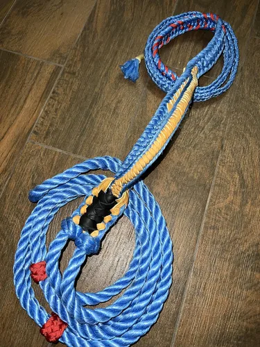 Vista 4 de Cuerda Mini Bull/Steer Rope Blue Poly – 9x7 mano izquierda 3/4" x 3/4" suave – EPT Bull Ropes Riding Rope 12