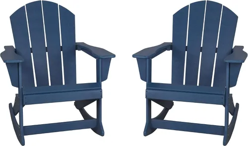 Vista 214 de WestinTrends Silla mecedora Malibu de poliéster para exterior/patio Adirondack, Negra