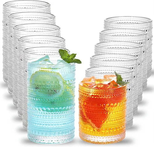 Vista 18 de Moretoes - Juego de 6 vasos de cristal vintage con forma de hobuña, color azul