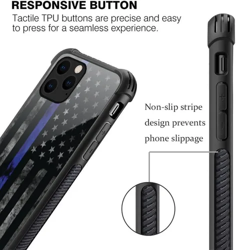 Vista 3 de DJSOK Funda para iPhone 11, Fundas para iPhone 11 con diseño de bandera de la policía estadounidense para hombres y mujeres, Funda trasera