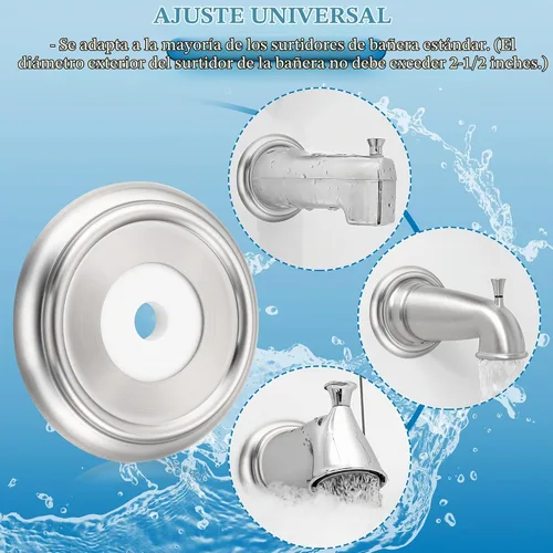 Vista 6 de Enhon - Anillo de cubierta de metal para bañera con junta de espuma, níquel cepillado