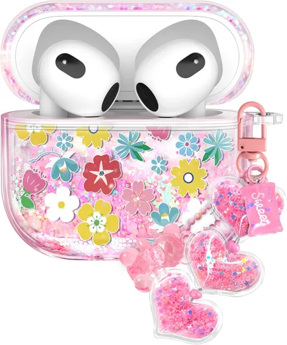 Vista 40 de para Airpods de 2ª/1ª Generación - Estuche Quicksand Liquid Kawaii Lindo Mujer Niña Mujeres Chispeante Brillante Bling Resplandor Adorable Elegante