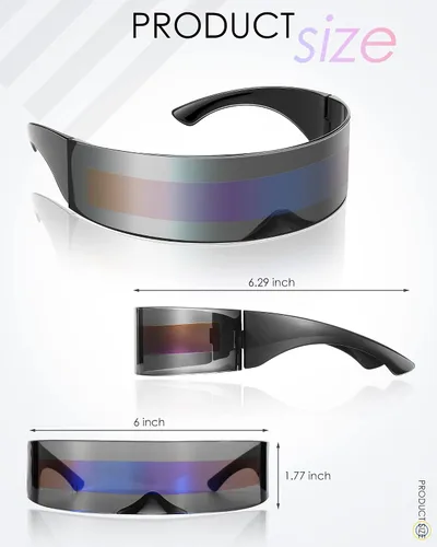 Vista 2 de Konohan 4 pares de lentes de sol futuristas de los años 80 lentes espaciales Cyclops Cyber Punk para hombres y mujeres lentes de sol
