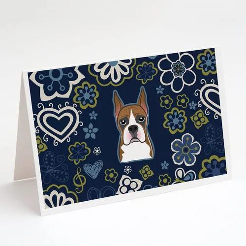 Vista 34 de Caroline's Treasures BB5095GCA7P - Tarjetas de felicitación y sobres con diseño de flores azules y sabuesos afganos, paquete de 8 tarjetas en blanco