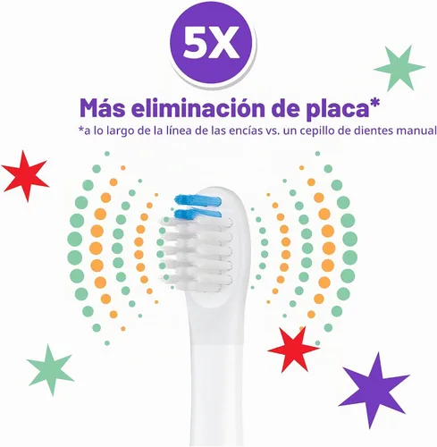 Vista 3 de Colgate Advanced Cavity Fighter - Cepillo de dientes con batería para niños, incluye batería AA y cabezal de cepillo de dientes extra, cuenta