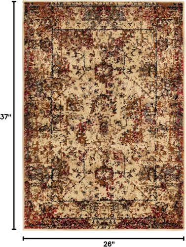 Vista 2 de Unique Loom Saturn Collection - Alfombra rectangular de iones (2 pies 2 pulgadas x 3 pies 1 pulgada, color beige crema/negro)