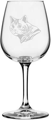 Vista 66 de Copa de vino de 12.75 onzas con temática de gato abisinio grabada para todo uso