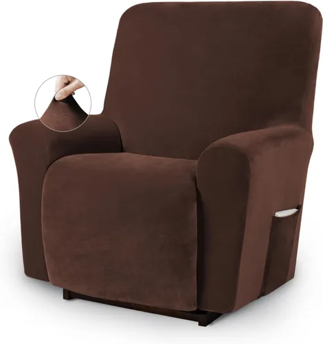 Vista 13 de Asnomy Fundas para Silla Reclinable Lazy Boy con Bolsillos, Fundas Elásticas de Terciopelo para Sofá, Fundas de 1 Pieza para Muebles, Protector