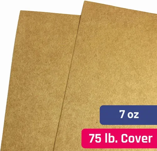 Vista 5 de 25 hojas, cartulina kraft marrón, 200 GSM (cubierta de 75 libras), 8.5 x 11 pulgadas