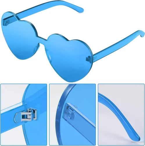 Vista 3 de Maxdot - Lentes de sol transparentes sin marco con forma de corazón para fiestas