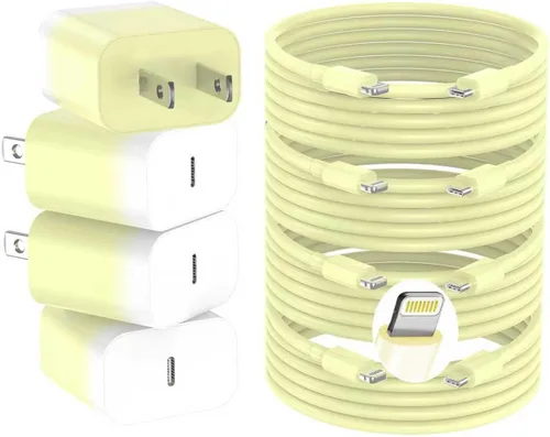 Vista 11 de Cargador de iPhone de carga rápida, cargador de pared USB C de 20 W PD de 4 unidades con cable de carga rápida de 1.8 m - Cargador rápido
