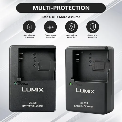 Vista 6 de Cargador DE-A98 compatible con cámara Panasonic LUMIX A98B A98C DE-A99 Fuente de alimentación de batería de cámara