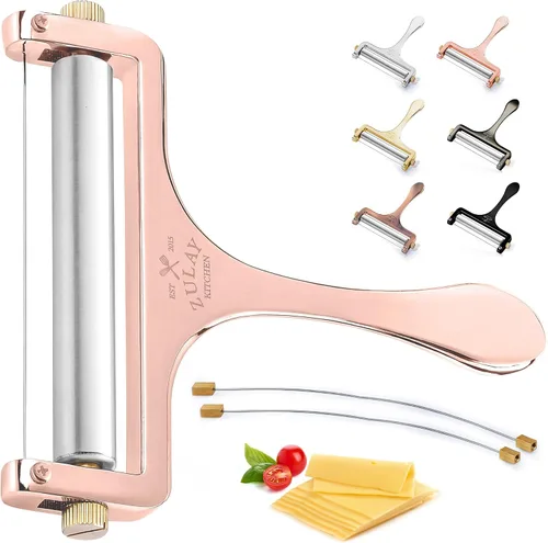 Vista 11 de Zulay Cortador de Queso Ajustable - Cortador de Alambre para Mozzarella, Cheddar, Gouda - De Uso Rudo Con 2 Alambres Extras (Cobre)