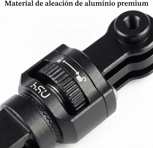 Vista 3 de HSU Soporte de cámara de rotación 360°, adaptador vertical de aluminio del trípode del eslabón giratorio Negro