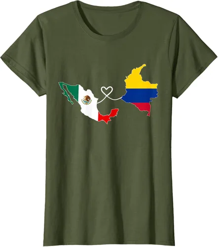 Vista 70 de Camiseta Half Colombian Half Mexican Flag Map DNA Mexico Colombia