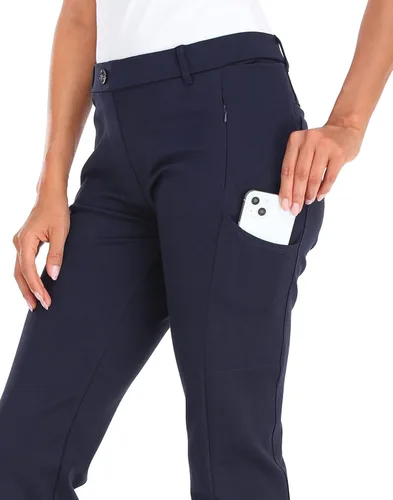 Vista 5 de HDE Pantalones de yoga para mujer, pierna recta, pantalones de meter con 8 bolsillos