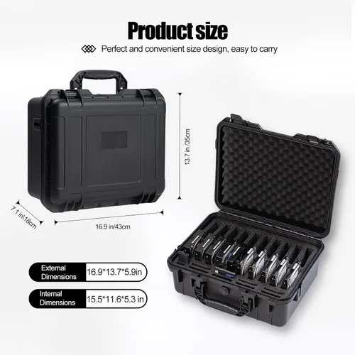 Vista 4 de Caja de disco duro 3.5 pulgadas 20 bahías Multi-protección HDD Caja de almacenamiento maleta con espuma externa de disco duro Estuche de transporte