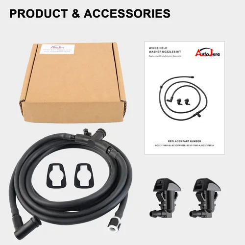 Vista 8 de Kit de boquillas de limpiaparabrisas compatible con manguera de chorro y líquido para lavadora F550 F450 F350 F250 con conector que reemplaza al OEM