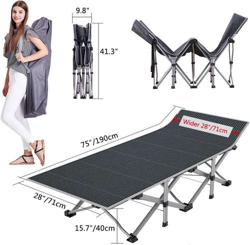 Vista 6 de Barbella Catre plegable para campamento, catre plegable para adultos, catre de dormir portátil con colchón plegable para exteriores, catres