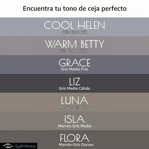 Vista 3 de Eye Embrace Cool Helen Classic: Lápiz de cejas de madera gris claro – Resistente al agua, lápiz de doble punta con sacapuntas y cepillo de bobina