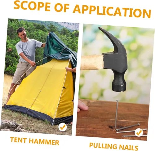 Vista 4 de BESPORTBLE Martillo de camping extractor de cabeza sólida para tienda de campaña, diseño profesional, agarre cómodo para construcción