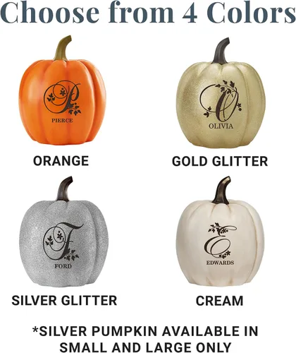 Vista 9 de Let's Make Memories - Lámpara de calabaza con nombre - Adorno de otoño - Calabaza luminosa de uso interior/exterior - Nombre e iniciales