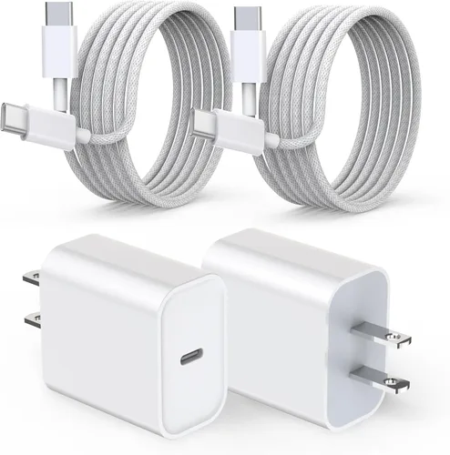 Vista 11 de Cargador de carga rápida para iPhone 17, 16, 15, paquete de 2 cables de carga rápida USB C a C de 10 pies, cable de carga rápida de 20 W, bloque