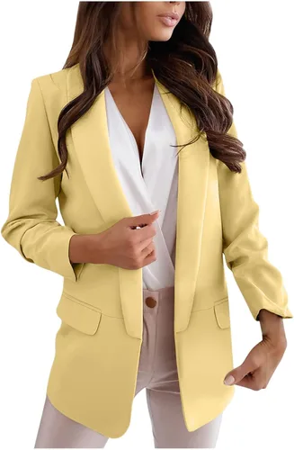 Vista 15 de Chaquetas tipo blazer para mujer, chaqueta de cárdigan de moda con frente abierto, chaqueta casual de manga larga para el trabajo y la oficina