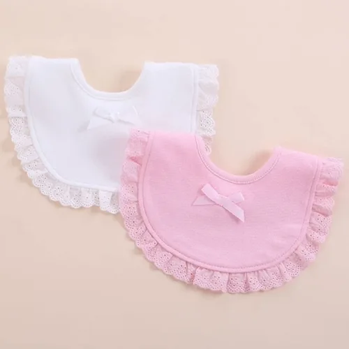 Vista 3 de Healifty Babero de algodón de encaje para recién nacidos, niños y niñas, diseño suave y absorbente para alimentar y babear, elegante y funcional