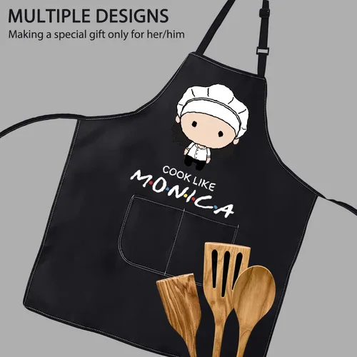 Vista 3 de POFULL Delantal inspirado en programas de televisión Cocine Like Monica Apron Friends Theme Gift
