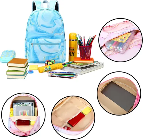 Vista 50 de LOIDOU Mochila para adolescentes y niñas, mochila escolar con lonchera y estuche para lápices, juego de bolsas escolares 3 en 1