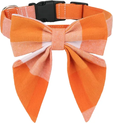 Vista 17 de ADOGGYGO Collar de Navidad para perro con lazo, ajustable de algodón rojo a cuadros, collares de Navidad para perros pequeños, medianos y grandes