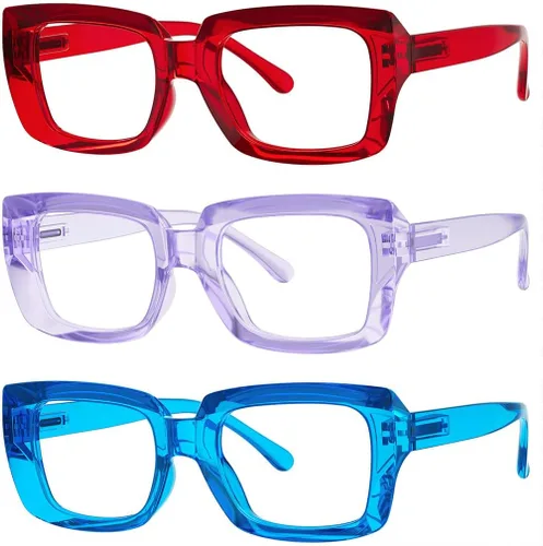 Vista 17 de Eyekepper - Juego de 4 gafas elegantes para mujer, anteojos cuadrados de gran tamaño para mujer