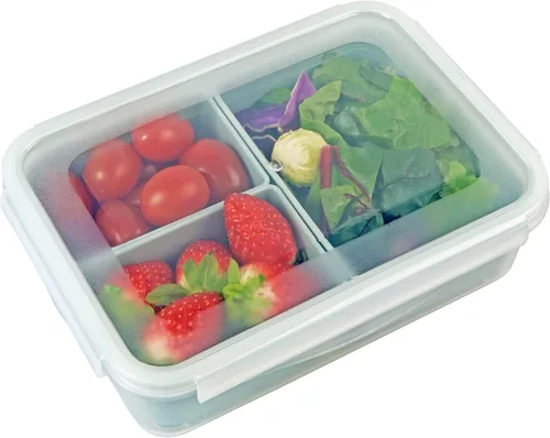Vista 17 de Recipiente para alimentos con 2 compartimentos, color verde, 2 tazas (16.2 fl oz) Recipientes para aperitivos, compartimentos extraíbles, tapas