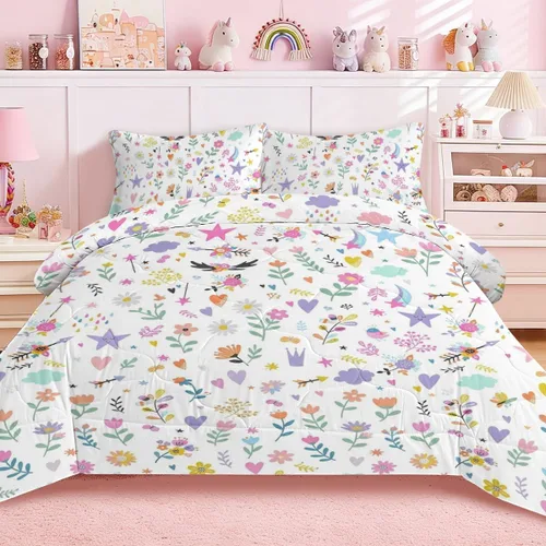 Vista 17 de Juego de edredón de mariposa tamaño individual, juego de ropa de cama estética morado, edredón de microfibra de mariposa lavanda con 2 fundas