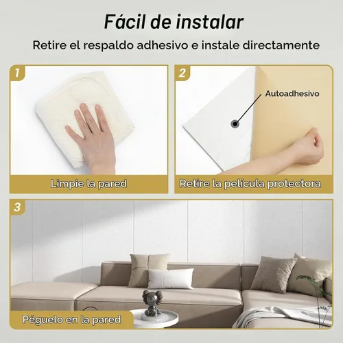 Vista 9 de TONOR Paneles acústicos grandes autoadhesivos, 4 paneles absorbentes de sonido de 44.1 x 21.7 pulgadas, paneles acústicos para decoración de paredes