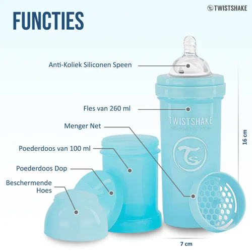 Vista 4 de Twistshake Biberones anticólicos – Biberones prémium de 8.8 fl oz/8 onzas con recipiente de almacenamiento de leche de 3.4 fl oz para una