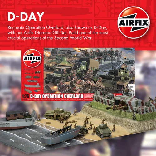 Vista 3 de Airfix Operación del Día D Overlord 1:76 WWII Diorarama Militar Kit de Modelo de Plástico Set A50162A, Multicolor