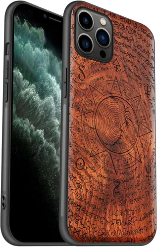 Vista 12 de Carveit Funda de madera para iPhone 11 Pro Max [madera natural y TPU suave negro] a prueba de golpes, funda protectora de madera compatible con 11